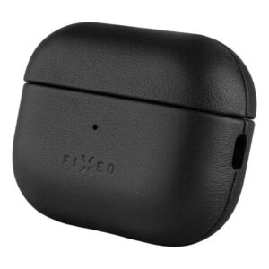 FIXED PodsLeather - Beskyttelsescover til trådløse ørespidsers opladningsetui - MagSafe-kompatibilitet - ægte læder - sort - for Apple AirPods Pro (2. generation)
