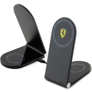 Ferrari Printed Logo MagSafe Foldable 2-in-1 Wireless Charger 15W - Black