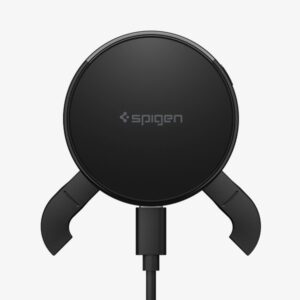 Spigen ESSENTIAL EV25MFAQ Qi2.2 pelter magnetisk Magsafe vent car mount trådlader – sort