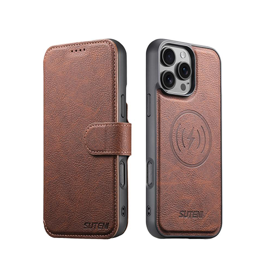 iPhone 16 Pro - Suteni® 2-i-1 Læder Cover M. MagSafe - Brun iPhone 16 Pro - Suteni® 2-i-1 Læder Cover M. MagSafe - Brun
