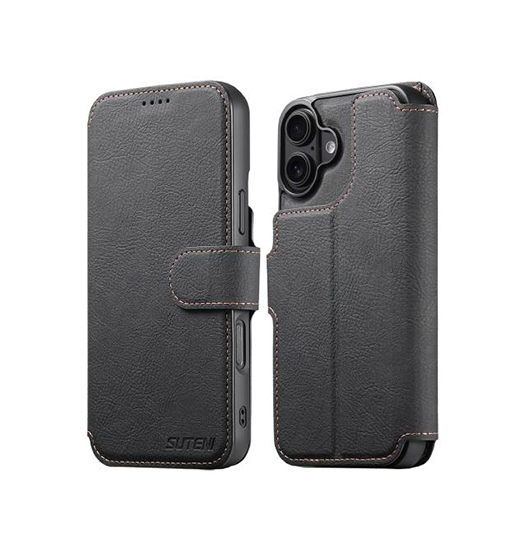 iPhone 16 - Suteni® 2-i-1 Læder Cover M. MagSafe - Sort iPhone 16 - Suteni® 2-i-1 Læder Cover M. MagSafe - Sort