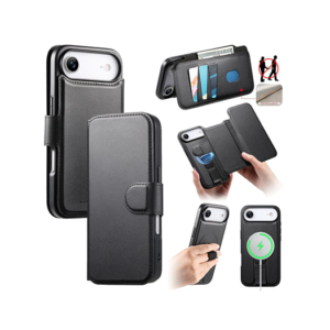 iPhone 17 Air - CaseNeo™ 2-i-1 MagSafe Læder Cover M. Kortholder - Sort