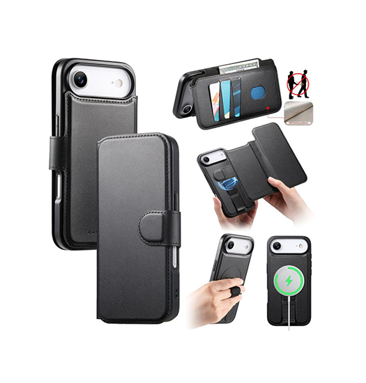 iPhone 17 Air - CaseNeo™ 2-i-1 MagSafe Læder Cover M. Kortholder - Sort iPhone 17 Air - CaseNeo™ 2-i-1 MagSafe Læder Cover M. Kortholder - Sort