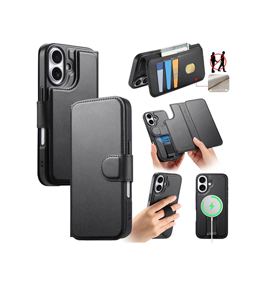 iPhone 17 - CaseNeo™ 2-i-1 MagSafe Læder Cover M. Kortholder - Sort iPhone 17 - CaseNeo™ 2-i-1 MagSafe Læder Cover M. Kortholder - Sort