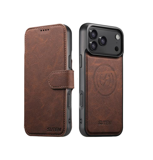 iPhone 17 Pro - Suteni® 2-i-1 Læder Cover M. MagSafe - Brun iPhone 17 Pro - Suteni® 2-i-1 Læder Cover M. MagSafe - Brun