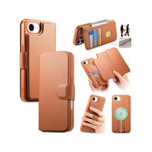 iPhone 17e / 16e - CaseNeo™ 2-i-1 MagSafe Læder Cover M. Kortholder - Brun