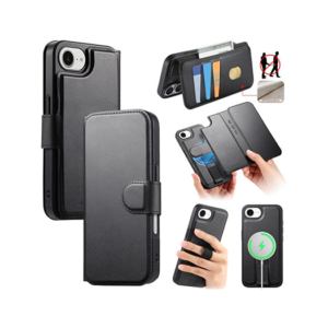 iPhone 17e / 16e - CaseNeo™ 2-i-1 MagSafe Læder Cover M. Kortholder - Sort