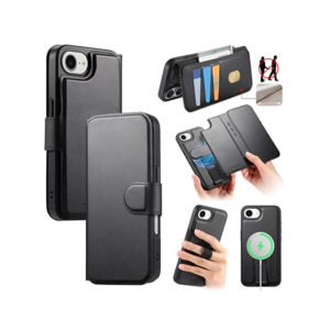iPhone 17e / 16e - CaseNeo™ 2-i-1 MagSafe Læder Cover M. Kortholder - Sort
