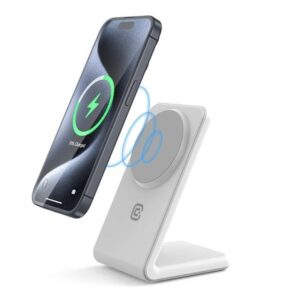 CRONG MagSpot Stand - 2-in-1 Wireless Charger with MagSafe for iPhone and AirPods - White