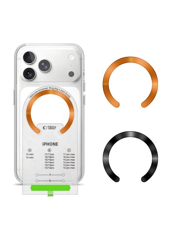 Tech-Protect MMP-210 MagSafe 2-Pack Magnetic Ring - Orange / Black Tech-Protect MMP-210 MagSafe 2-Pack Magnetic Ring - Orange / Black