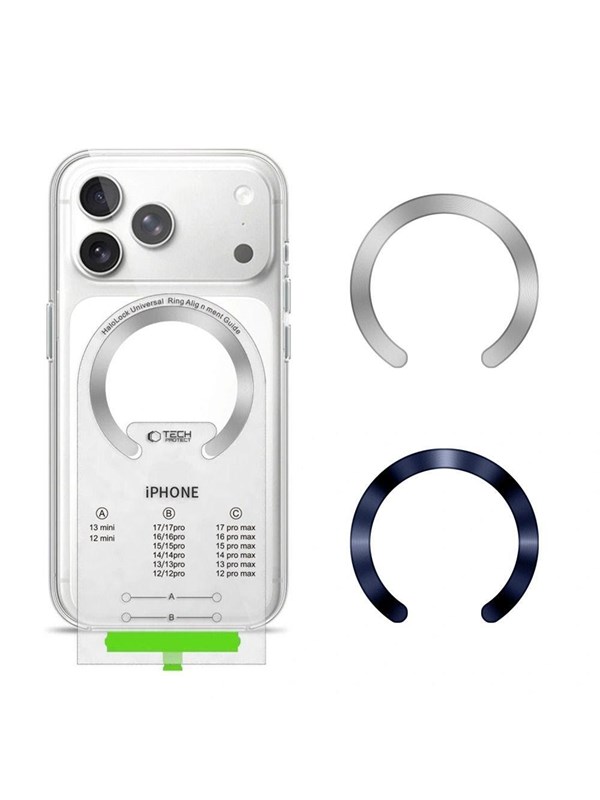 Tech-Protect MMP-210 MagSafe 2-Pack Magnetic Ring - Silver / Navy Blue Tech-Protect MMP-210 MagSafe 2-Pack Magnetic Ring - Silver / Navy Blue